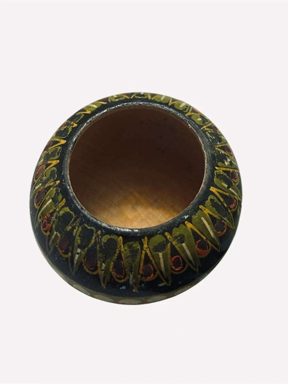 vintage Polish folk art hand-painted wooden lidded box